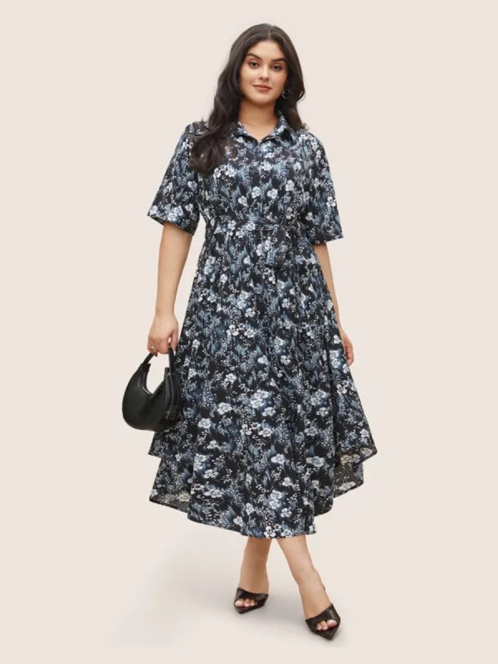 BloomChic Plus Size 2XL Floral Print Shirt Dress us18-20
